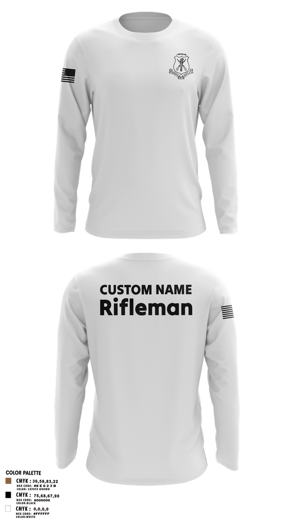 Long Sleeve Performance Shirt, Pershing Rifles, Army, Teamtime, Team time, sublimation, custom sports apparel, team uniforms, spirit wear, spiritwear, sports uniforms, custom shirts, team store, custom team store, fundraiser sports, apparel fundraiser