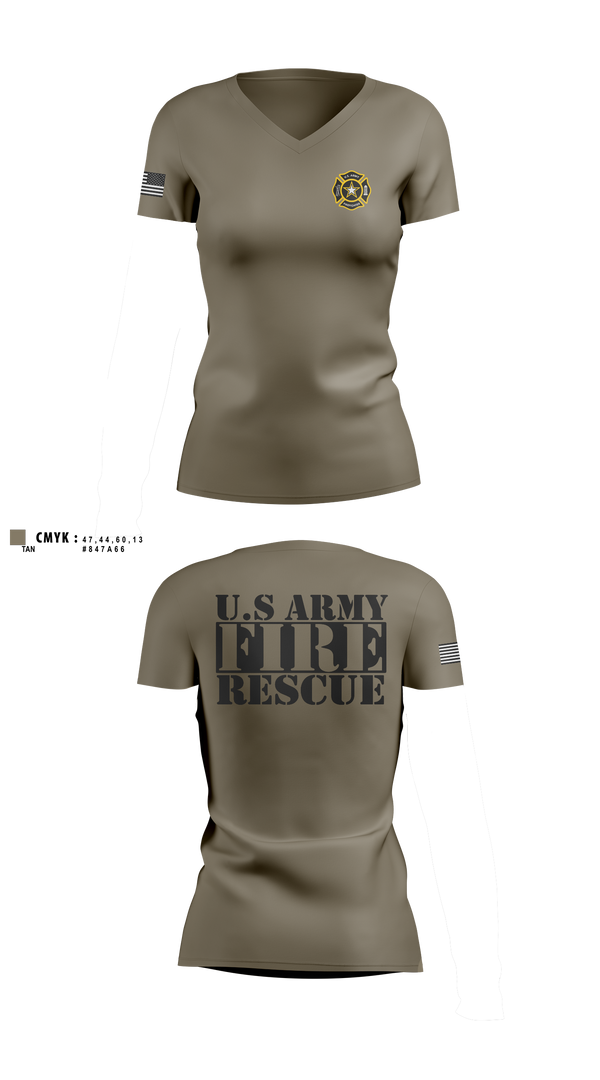 Womens Short Sleeve Vneck Shirt, U. S. ARMY FIRE RESCUE, Army, Teamtime, Team time, sublimation, custom sports apparel, team uniforms, spirit wear, spiritwear, sports uniforms, custom shirts, team store, custom team store, fundraiser sports, apparel fundraiser