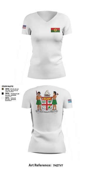 Womens Short Sleeve Vneck Shirt, Republic Of Fiji Military Forces, Army, Teamtime, Team time, sublimation, custom sports apparel, team uniforms, spirit wear, spiritwear, sports uniforms, custom shirts, team store, custom team store, fundraiser sports, apparel fundraiser