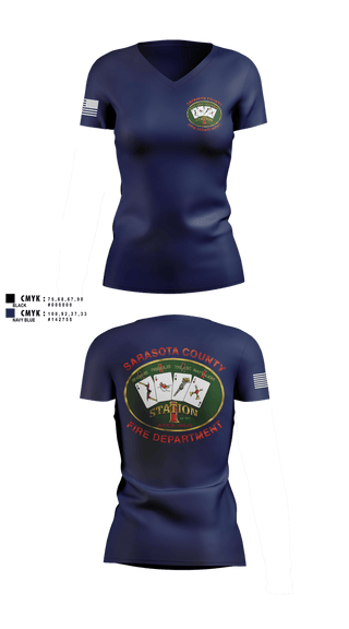 Womens Short Sleeve Vneck Shirt, Sarasota county fire dept sta 1, Fire Department, Teamtime, Team time, sublimation, custom sports apparel, team uniforms, spirit wear, spiritwear, sports uniforms, custom shirts, team store, custom team store, fundraiser sports, apparel fundraiser