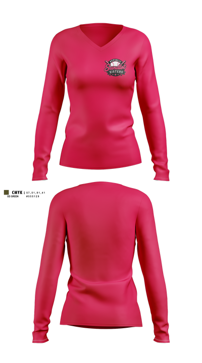 Republic Sandlot Sisters Women's Long Sleeve V-neck Shirt - 5