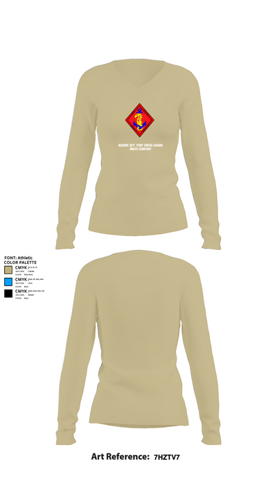 Marine Det. Fort Gregg-Adams Bravo Company 18643837 Women's Long Sleeve V-neck Shirt - 82