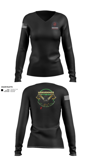 Womens Long Sleeve Vneck Shirt, Warhammer Fitness, , Teamtime, Team time, sublimation, custom sports apparel, team uniforms, spirit wear, spiritwear, sports uniforms, custom shirts, team store, custom team store, fundraiser sports, apparel fundraiser