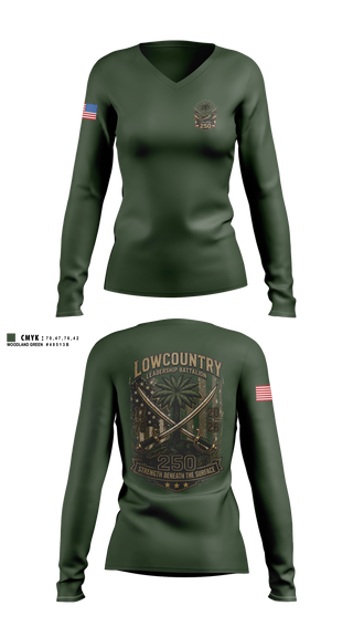 Womens Long Sleeve Vneck Shirt, Lowcountry Leadership Battalion, Army, Teamtime, Team time, sublimation, custom sports apparel, team uniforms, spirit wear, spiritwear, sports uniforms, custom shirts, team store, custom team store, fundraiser sports, apparel fundraiser