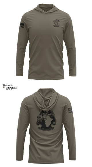 Long Sleeve Performance Shirt with hood, Bco 1-167IN, Army, Teamtime, Team time, sublimation, custom sports apparel, team uniforms, spirit wear, spiritwear, sports uniforms, custom shirts, team store, custom team store, fundraiser sports, apparel fundraiser