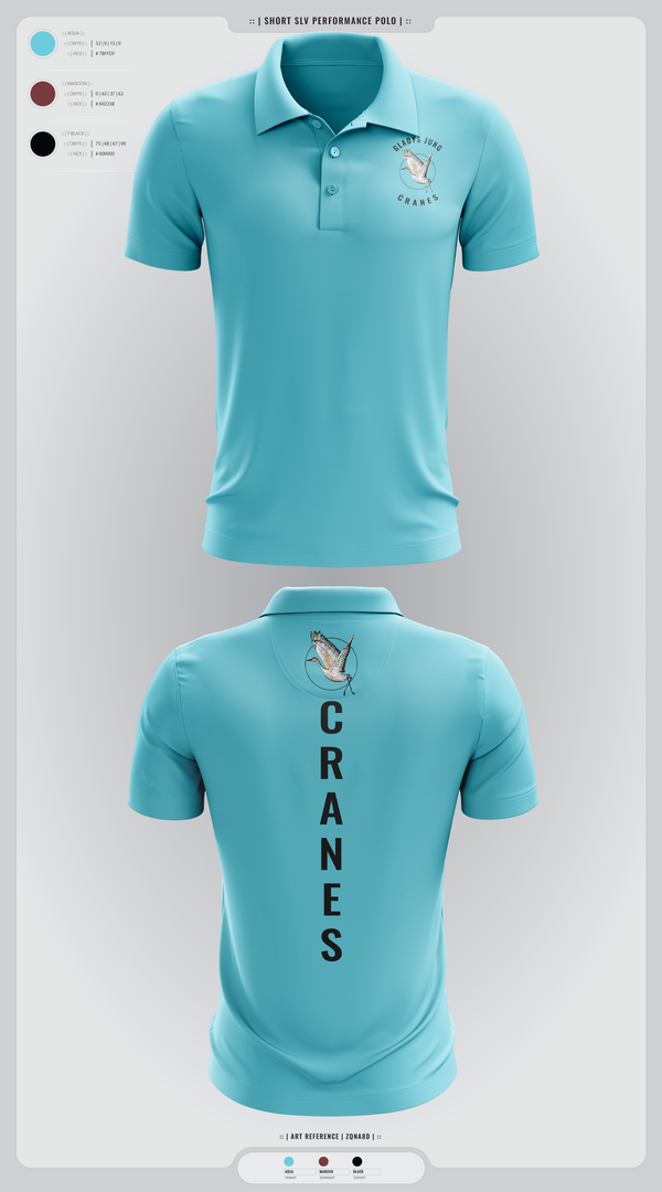 Short Sleeve Performance Polo, Cranes, Spirit Store, Teamtime, Team time, sublimation, custom sports apparel, team uniforms, spirit wear, spiritwear, sports uniforms, custom shirts, team store, custom team store, fundraiser sports, apparel fundraiser