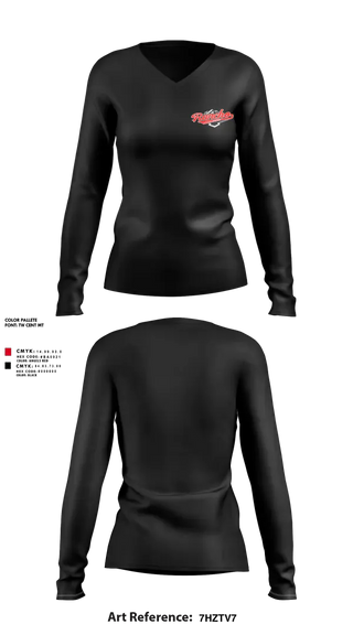 Womens Long Sleeve Vneck Shirt, Rancho Little League, Baseball, Teamtime, Team time, sublimation, custom sports apparel, team uniforms, spirit wear, spiritwear, sports uniforms, custom shirts, team store, custom team store, fundraiser sports, apparel fundraiser