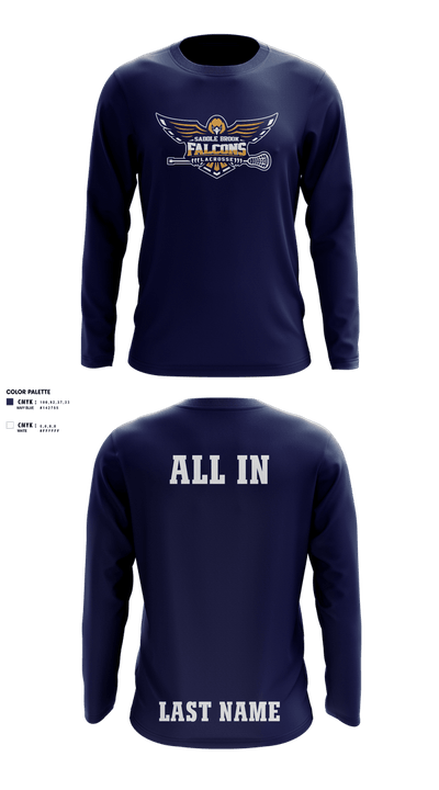 Saddle Brook Falcons Lacrosse 64067977 Long Sleeve Performance Shirt 6