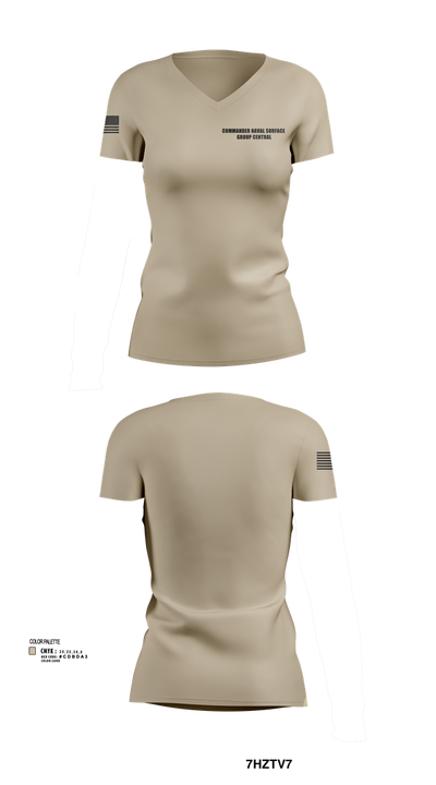 Commander Naval Surface Group Central 54326587 Women's Short Sleeve V-neck Shirt - 2
