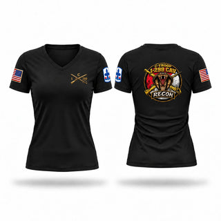 Womens Short Sleeve Vneck Shirt, C-Troop 1-299 CAV, National Guard, Teamtime, Team time, sublimation, custom sports apparel, team uniforms, spirit wear, spiritwear, sports uniforms, custom shirts, team store, custom team store, fundraiser sports, apparel fundraiser