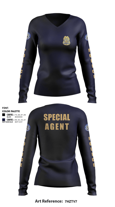 BIA POLICE 11444917 Women's Long Sleeve V-neck Shirt - 7