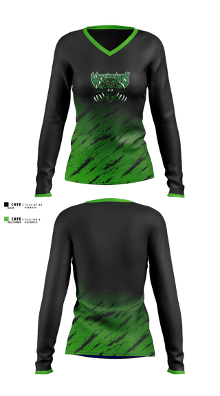 Womens Long Sleeve Vneck Shirt, Wolverines, , Teamtime, Team time, sublimation, custom sports apparel, team uniforms, spirit wear, spiritwear, sports uniforms, custom shirts, team store, custom team store, fundraiser sports, apparel fundraiser