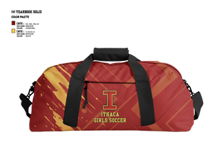 Duffle Bag, Ithaca Girls Soccer, Women's Soccer, Teamtime, Team time, sublimation, custom sports apparel, team uniforms, spirit wear, spiritwear, sports uniforms, custom shirts, team store, custom team store, fundraiser sports, apparel fundraiser