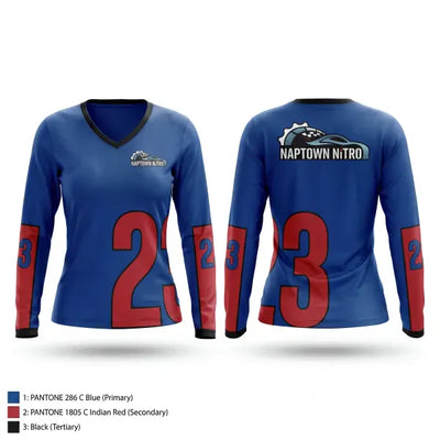Naptown Nitro 48252263 Women's Long Sleeve V-neck Shirt - 1