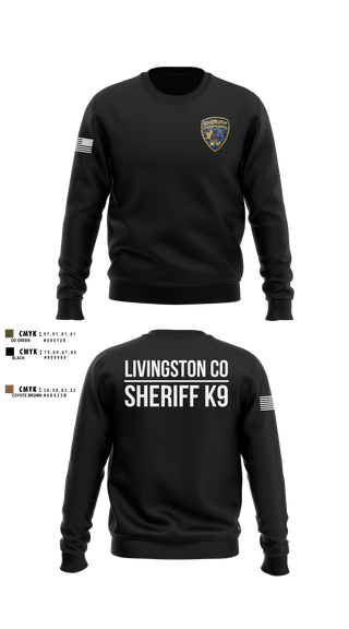 Crew Neck Sweatshirt, Livingston Co Sheriff K9, Police, Teamtime, Team time, sublimation, custom sports apparel, team uniforms, spirit wear, spiritwear, sports uniforms, custom shirts, team store, custom team store, fundraiser sports, apparel fundraiser