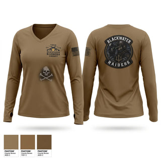Womens Long Sleeve Vneck Shirt, Blackwater Raiders Airsoft, Marines, Teamtime, Team time, sublimation, custom sports apparel, team uniforms, spirit wear, spiritwear, sports uniforms, custom shirts, team store, custom team store, fundraiser sports, apparel fundraiser