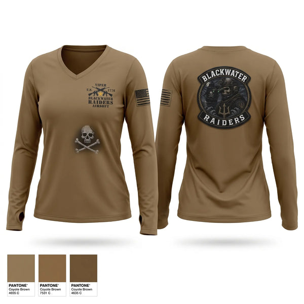 Womens Long Sleeve Vneck Shirt, Blackwater Raiders Airsoft, Marines, Teamtime, Team time, sublimation, custom sports apparel, team uniforms, spirit wear, spiritwear, sports uniforms, custom shirts, team store, custom team store, fundraiser sports, apparel fundraiser