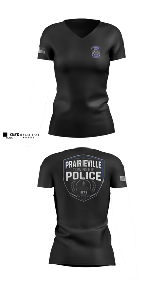 Womens Short Sleeve Vneck Shirt, Prairieville Township police, Police, Teamtime, Team time, sublimation, custom sports apparel, team uniforms, spirit wear, spiritwear, sports uniforms, custom shirts, team store, custom team store, fundraiser sports, apparel fundraiser
