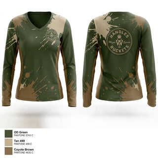 Womens Long Sleeve Vneck Shirt, Handles & Buckets, Men's Basketball, Teamtime, Team time, sublimation, custom sports apparel, team uniforms, spirit wear, spiritwear, sports uniforms, custom shirts, team store, custom team store, fundraiser sports, apparel fundraiser