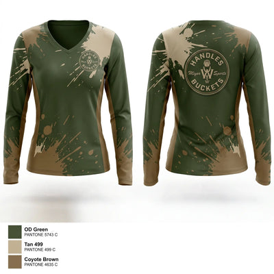 Handles & Buckets Women's Long Sleeve V-neck Shirt - 1