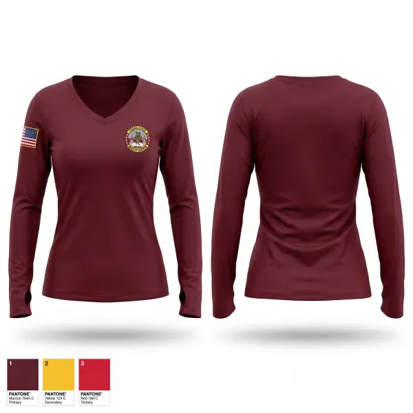 Womens Long Sleeve Vneck Shirt, Charlie conquerors, Air Force, Teamtime, Team time, sublimation, custom sports apparel, team uniforms, spirit wear, spiritwear, sports uniforms, custom shirts, team store, custom team store, fundraiser sports, apparel fundraiser