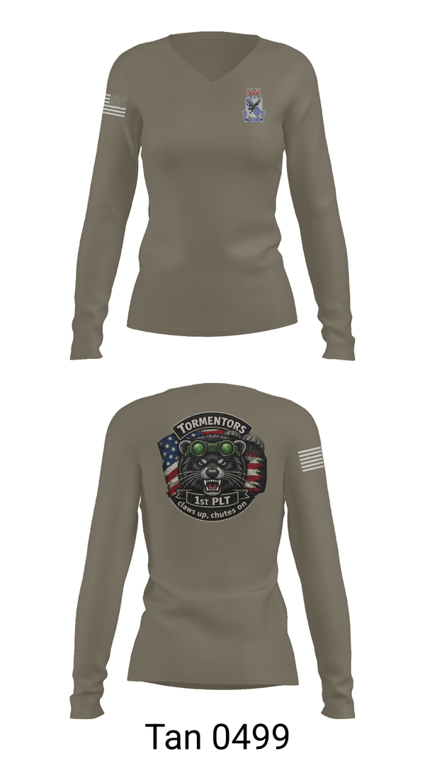 Womens Long Sleeve Vneck Shirt, A CO 2-505, Army, Teamtime, Team time, sublimation, custom sports apparel, team uniforms, spirit wear, spiritwear, sports uniforms, custom shirts, team store, custom team store, fundraiser sports, apparel fundraiser
