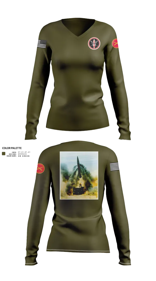 Womens Long Sleeve Vneck Shirt, , Army, Teamtime, Team time, sublimation, custom sports apparel, team uniforms, spirit wear, spiritwear, sports uniforms, custom shirts, team store, custom team store, fundraiser sports, apparel fundraiser