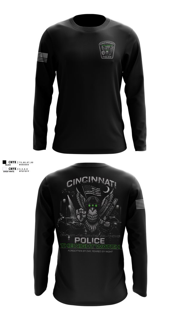 Long Sleeve Performance Shirt, Cincinnati Police Night Shift, Police, Teamtime, Team time, sublimation, custom sports apparel, team uniforms, spirit wear, spiritwear, sports uniforms, custom shirts, team store, custom team store, fundraiser sports, apparel fundraiser