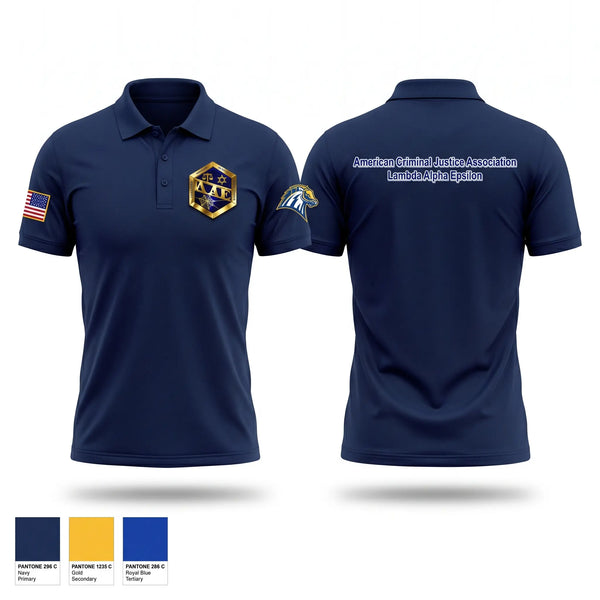 Short Sleeve Performance Polo, American Criminal Justice Association, Police, Teamtime, Team time, sublimation, custom sports apparel, team uniforms, spirit wear, spiritwear, sports uniforms, custom shirts, team store, custom team store, fundraiser sports, apparel fundraiser