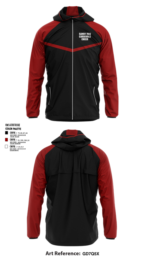 Windbreaker, Sandy Run Cardinals, Cheer, Teamtime, Team time, sublimation, custom sports apparel, team uniforms, spirit wear, spiritwear, sports uniforms, custom shirts, team store, custom team store, fundraiser sports, apparel fundraiser