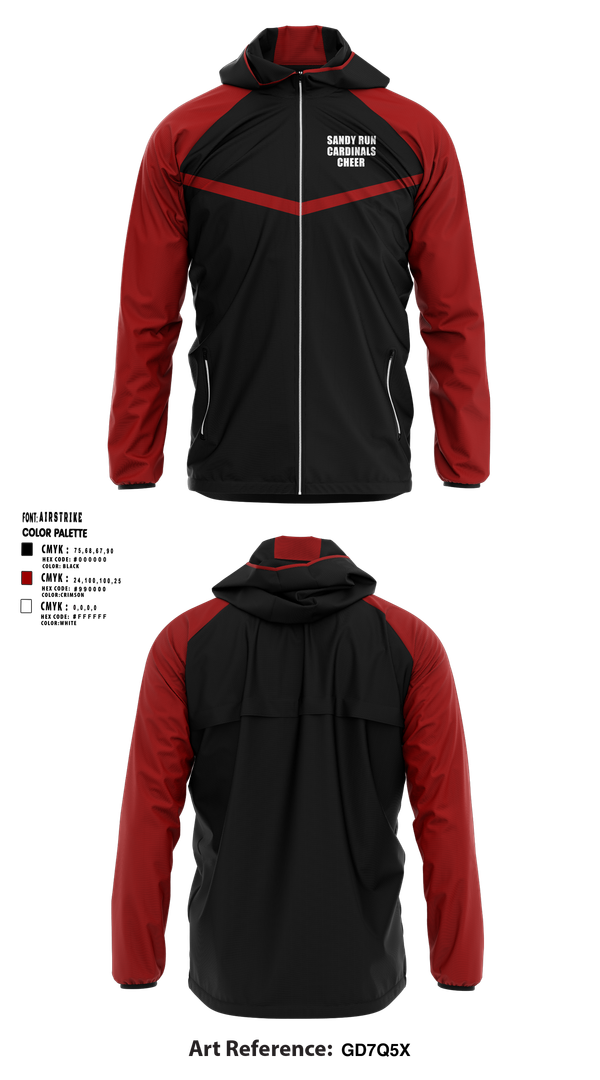 Windbreaker, Sandy Run Cardinals, Cheer, Teamtime, Team time, sublimation, custom sports apparel, team uniforms, spirit wear, spiritwear, sports uniforms, custom shirts, team store, custom team store, fundraiser sports, apparel fundraiser