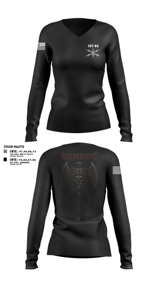 Womens Long Sleeve Vneck Shirt, 11th Cyber BN, Army, Teamtime, Team time, sublimation, custom sports apparel, team uniforms, spirit wear, spiritwear, sports uniforms, custom shirts, team store, custom team store, fundraiser sports, apparel fundraiser