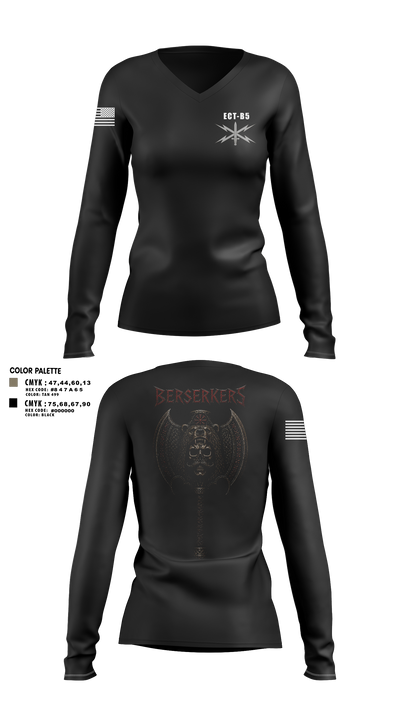11th Cyber BN 22595859 Women's Long Sleeve V-neck Shirt - 120
