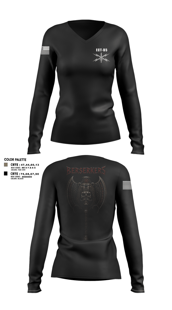 Womens Long Sleeve Vneck Shirt, 11th Cyber BN, Army, Teamtime, Team time, sublimation, custom sports apparel, team uniforms, spirit wear, spiritwear, sports uniforms, custom shirts, team store, custom team store, fundraiser sports, apparel fundraiser