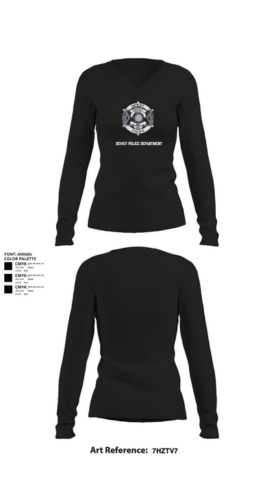 Dewey Police Department 16354640 Women's Long Sleeve V-neck Shirt - 21
