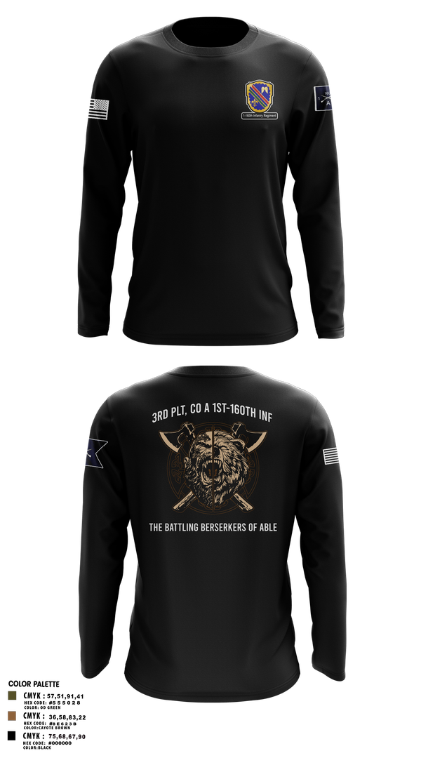 Long Sleeve Performance Shirt, Co A, 1st-160th INF, 79th IBCT, , Teamtime, Team time, sublimation, custom sports apparel, team uniforms, spirit wear, spiritwear, sports uniforms, custom shirts, team store, custom team store, fundraiser sports, apparel fundraiser
