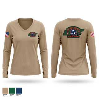 Womens Long Sleeve Vneck Shirt, Bledsoe County Rescue Squad, Fire Department, Teamtime, Team time, sublimation, custom sports apparel, team uniforms, spirit wear, spiritwear, sports uniforms, custom shirts, team store, custom team store, fundraiser sports, apparel fundraiser
