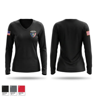 Womens Long Sleeve Vneck Shirt, Onondaga Community College Campus Police, Police, Teamtime, Team time, sublimation, custom sports apparel, team uniforms, spirit wear, spiritwear, sports uniforms, custom shirts, team store, custom team store, fundraiser sports, apparel fundraiser