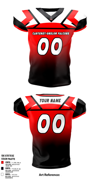 Football Jersey, Carteret-Onslow Youth Football & Cheer League (COYFL) Falcons, , Teamtime, Team time, sublimation, custom sports apparel, team uniforms, spirit wear, spiritwear, sports uniforms, custom shirts, team store, custom team store, fundraiser sports, apparel fundraiser