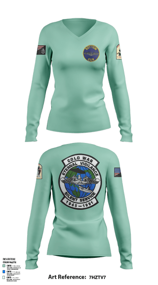 Women's Long Sleeve Vneck Shirt, USS James K Polk, Navy, Teamtime, Team time, sublimation, custom sports apparel, team uniforms, spirit wear, spiritwear, sports uniforms, custom shirts, team store, custom team store, fundraiser sports, apparel fundraiser