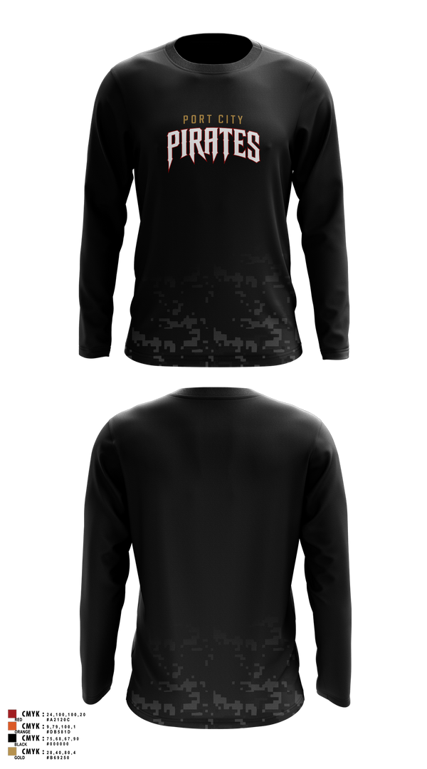 Long Sleeve Performance Shirt, Port City Pirates, Baseball, Teamtime, Team time, sublimation, custom sports apparel, team uniforms, spirit wear, spiritwear, sports uniforms, custom shirts, team store, custom team store, fundraiser sports, apparel fundraiser