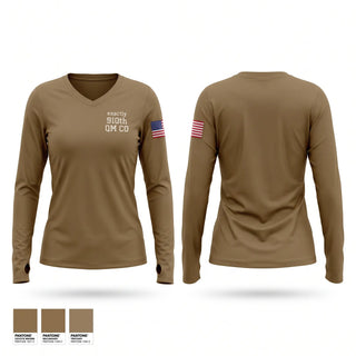 Womens Long Sleeve Vneck Shirt, 910th QM CO, Army, Teamtime, Team time, sublimation, custom sports apparel, team uniforms, spirit wear, spiritwear, sports uniforms, custom shirts, team store, custom team store, fundraiser sports, apparel fundraiser