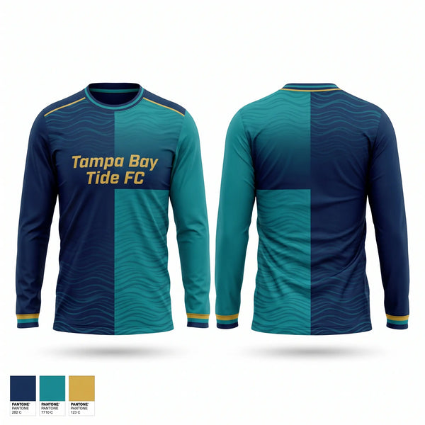 Long Sleeve Performance Shirt, Tampa Bay Tide FC, Men's Soccer, Teamtime, Team time, sublimation, custom sports apparel, team uniforms, spirit wear, spiritwear, sports uniforms, custom shirts, team store, custom team store, fundraiser sports, apparel fundraiser