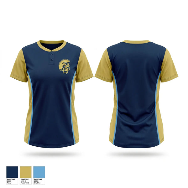 Two Button Softball Jersey, Brentwood Spartans, Softball, Teamtime, Team time, sublimation, custom sports apparel, team uniforms, spirit wear, spiritwear, sports uniforms, custom shirts, team store, custom team store, fundraiser sports, apparel fundraiser