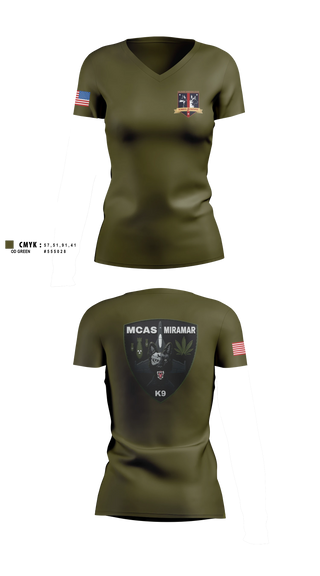 Womens Short Sleeve Vneck Shirt, MCAS Miramar Military Working Dog Section, Marines, Teamtime, Team time, sublimation, custom sports apparel, team uniforms, spirit wear, spiritwear, sports uniforms, custom shirts, team store, custom team store, fundraiser sports, apparel fundraiser
