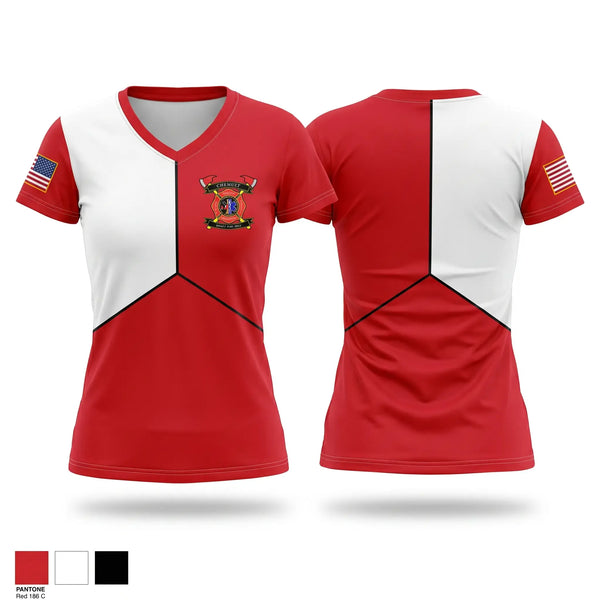 Womens Short Sleeve Vneck Shirt, Chemult Rural Fire Protection District, EMS/EMT, Teamtime, Team time, sublimation, custom sports apparel, team uniforms, spirit wear, spiritwear, sports uniforms, custom shirts, team store, custom team store, fundraiser sports, apparel fundraiser