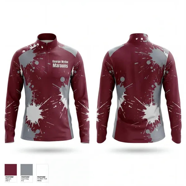 Quarter Zip Jacket, George Wythe Maroons, Men's Basketball, Teamtime, Team time, sublimation, custom sports apparel, team uniforms, spirit wear, spiritwear, sports uniforms, custom shirts, team store, custom team store, fundraiser sports, apparel fundraiser