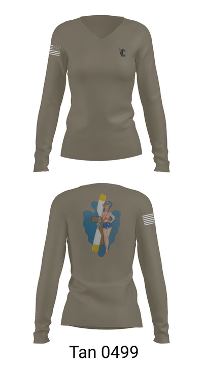 B Co 1/114th Maintenance 9686057 Women's Long Sleeve V-neck Shirt - 77