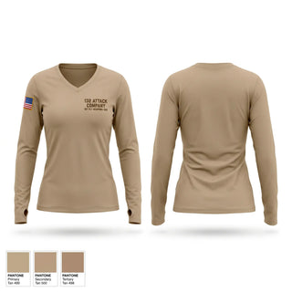 Womens Long Sleeve Vneck Shirt, 1-32 attack company 1st plt weapons sqd, Army, Teamtime, Team time, sublimation, custom sports apparel, team uniforms, spirit wear, spiritwear, sports uniforms, custom shirts, team store, custom team store, fundraiser sports, apparel fundraiser