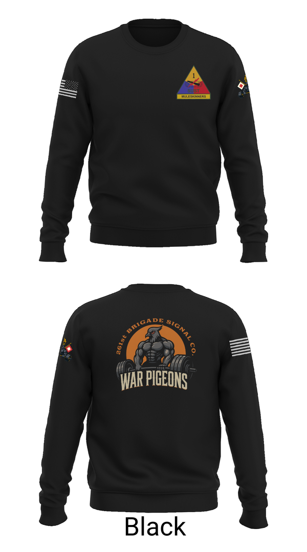 Crew Neck Sweatshirt, 261st War Pigeons, Army, Teamtime, Team time, sublimation, custom sports apparel, team uniforms, spirit wear, spiritwear, sports uniforms, custom shirts, team store, custom team store, fundraiser sports, apparel fundraiser